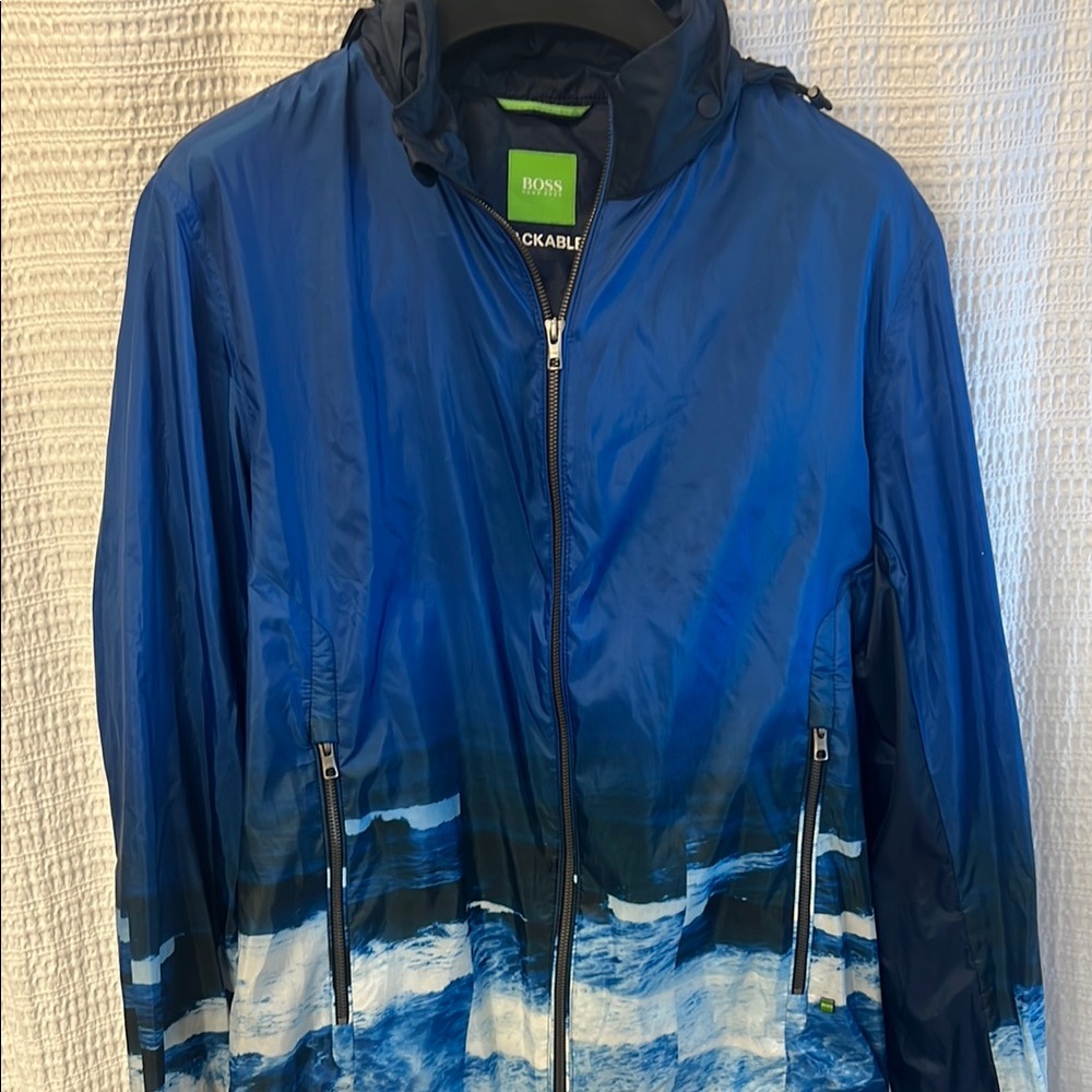 Hugo Boss Blue Gradient Jacket with wave pattern